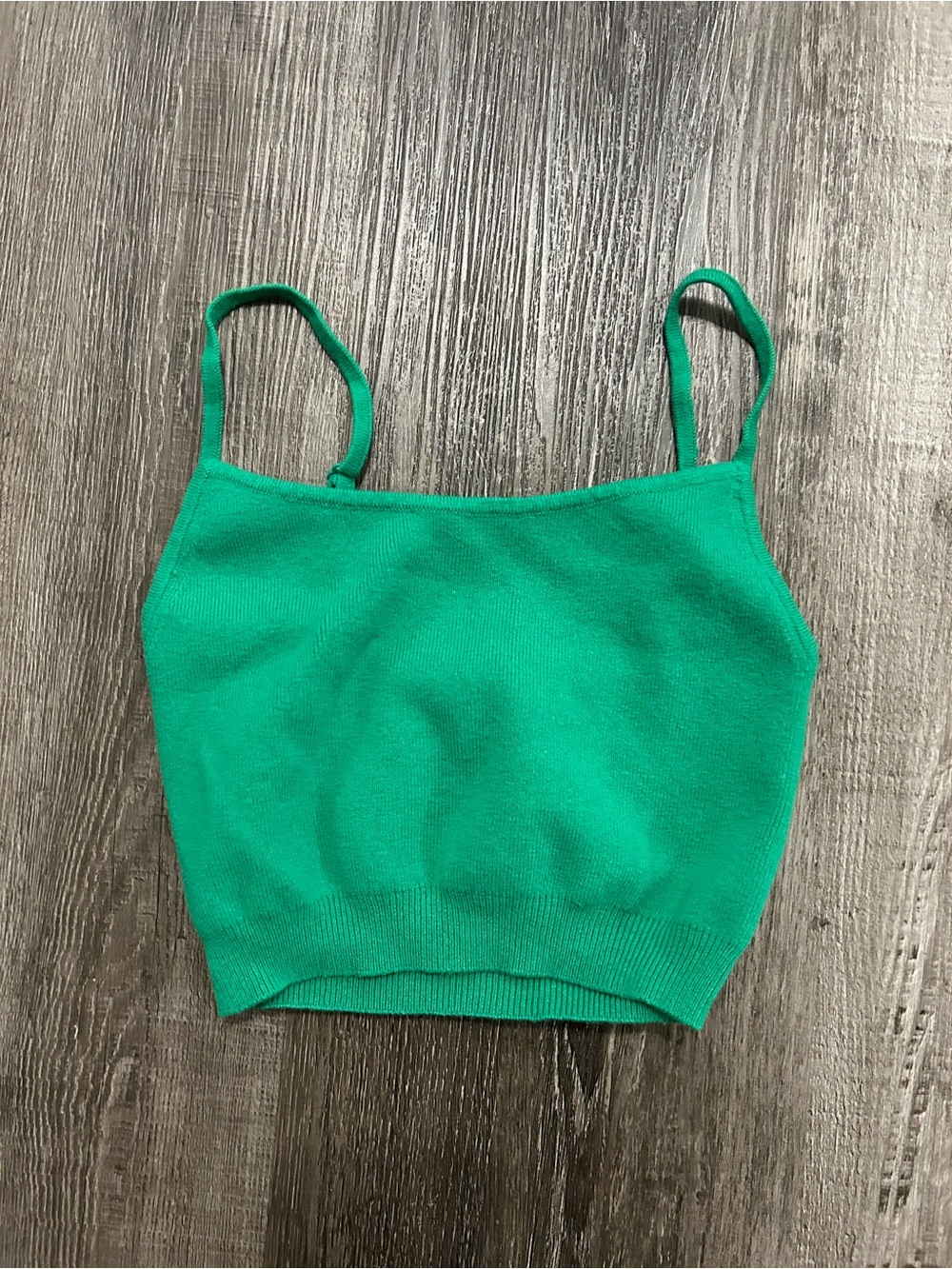 Women's Green Knit Cropped Tank Top